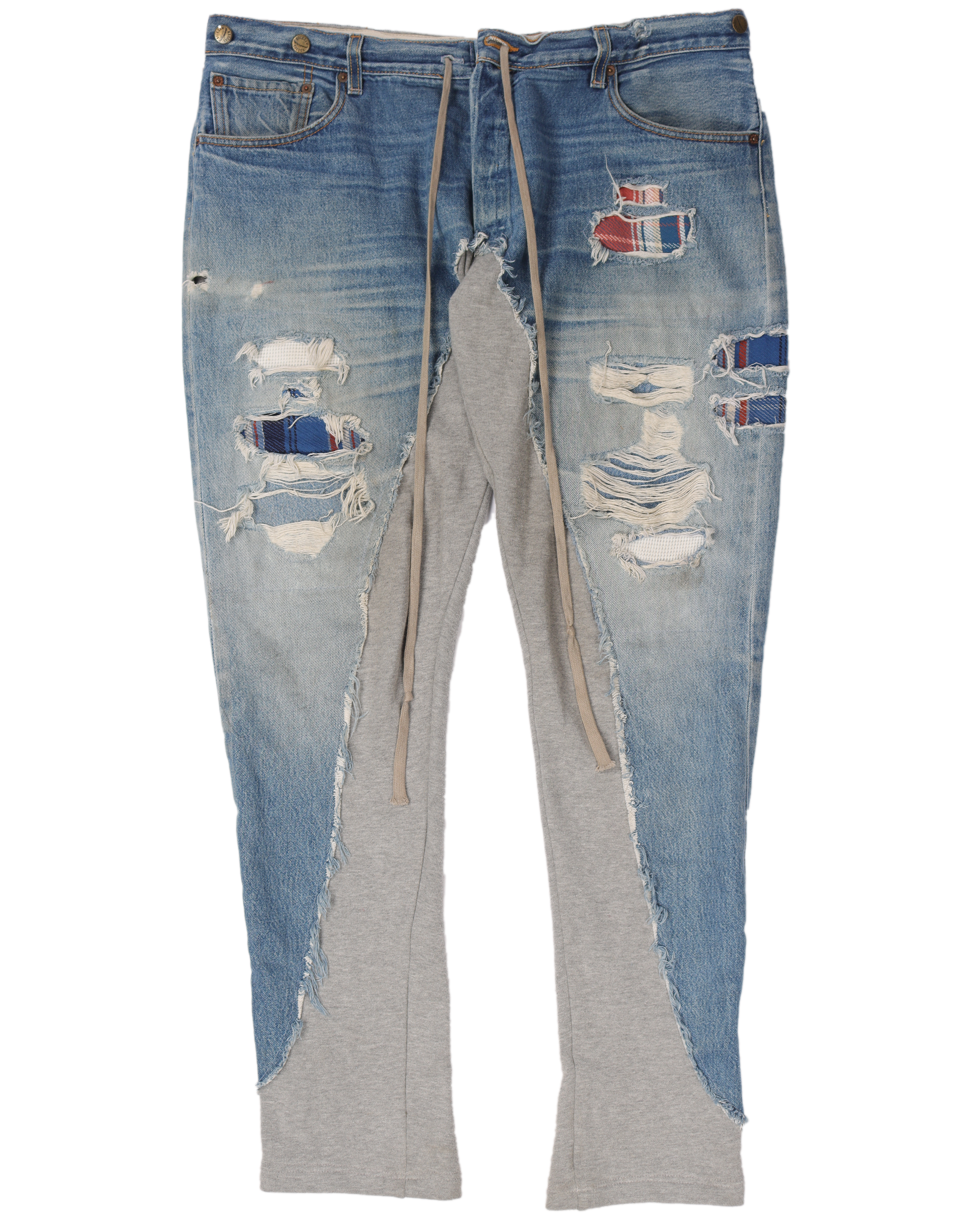 50/50 Denim & Terry Sweatpants for Men - Comfortable Casual Jogger Pants with Elastic Waistband - Perfect for Lounge, Gym, and Everyday Wear