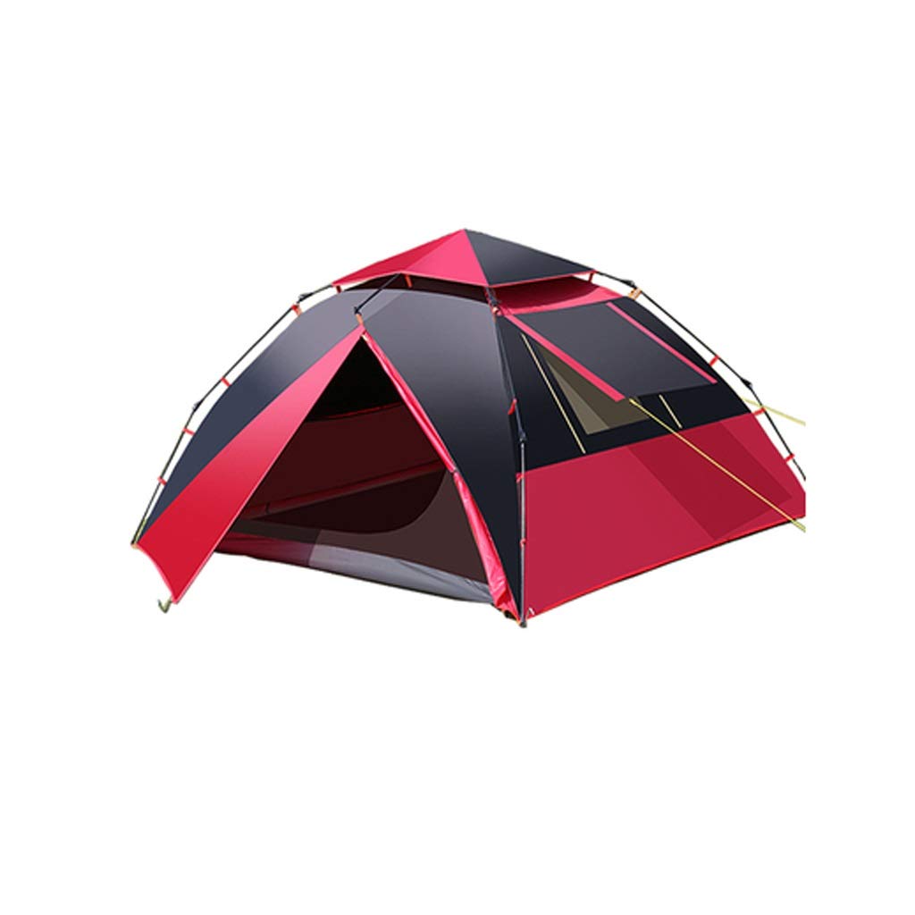 Dzwyc 4 Person Automatic Pop-Up Camping Tent - Waterproof Double Layer Instant Tent for Outdoor Hiking, Backpacking & Family Camping | Easy Setup & Portable Design (Red) - Perfect for Weekend Getaways, Beach Trips & Music Festivals