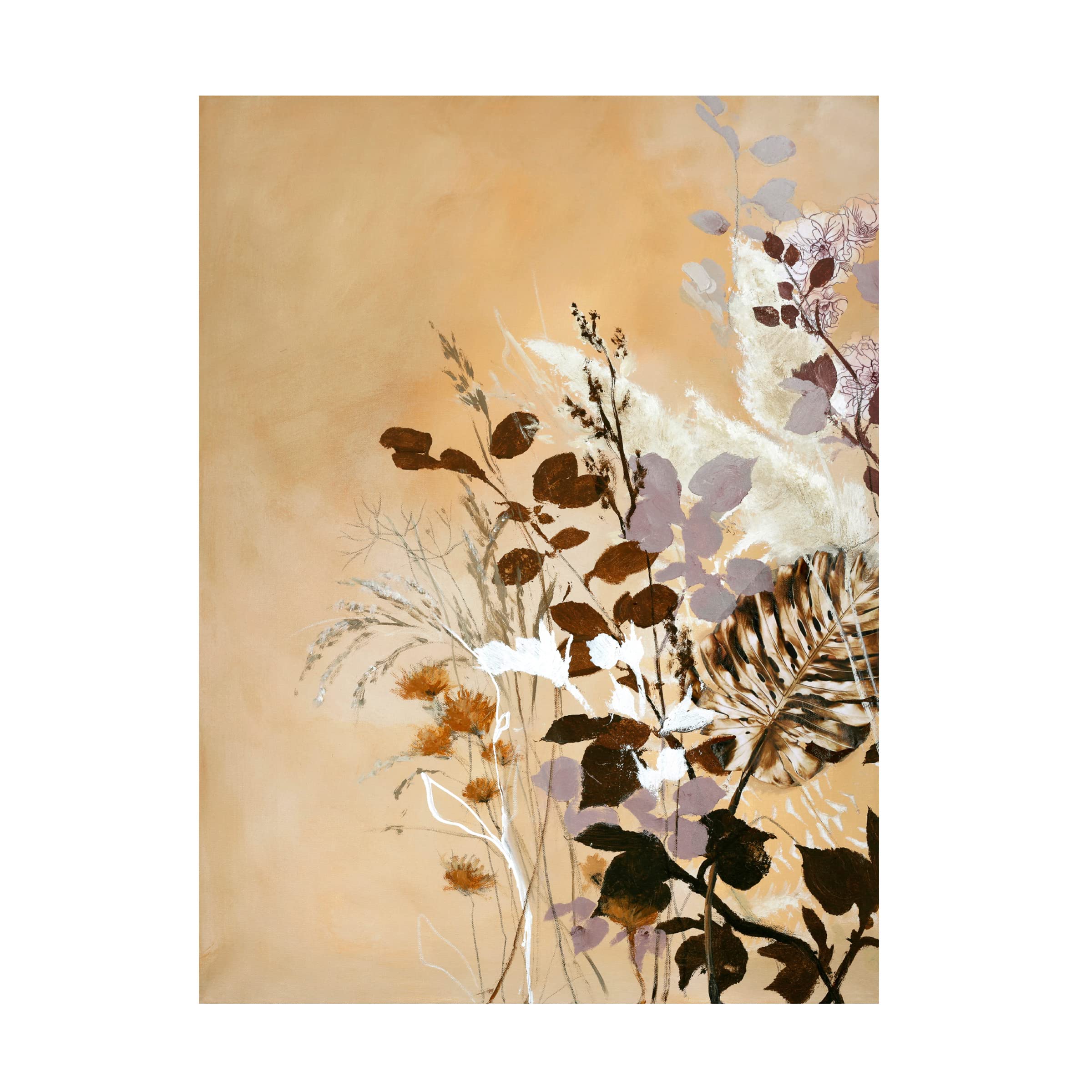 Design Fabrikken 'Light Leaves 6' Canvas Wall Art Print - Modern Botanical Home Decor for Living Room, Bedroom & Office