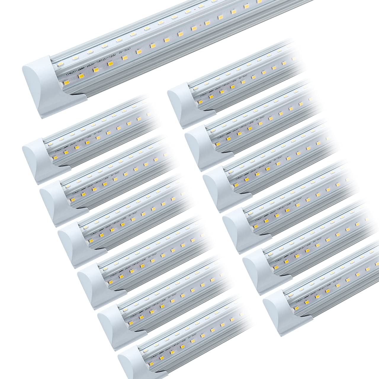 12 Pack LED Shop Light Fixture - 8FT 75W Integrated V-Shaped Tube Light, Linkable White Daylight 6000K Garage Lighting - Indoor Workshop Lights with On/Off Switch & Clear Cover - Perfect for Garages, Warehouses, and Commercial Spaces