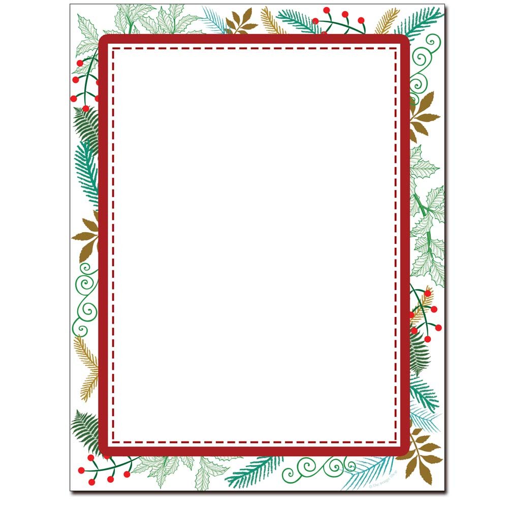 Premium Stitched Holly Letterhead Paper - 100 Sheets for Laser & Inkjet Printers - Perfect for Holiday Greetings, Business Correspondence & Festive Stationery