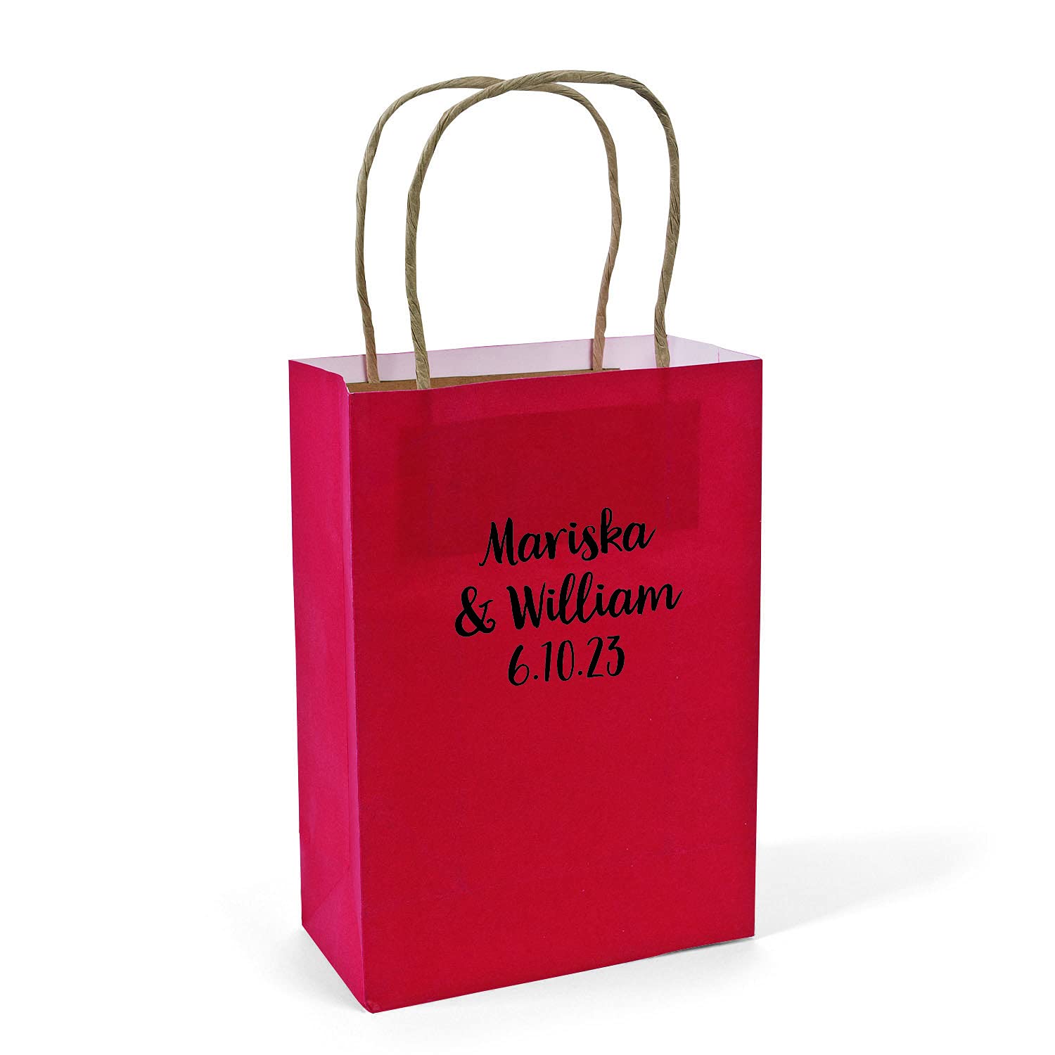 Personalized Medium Red Kraft Paper Gift Bags for Birthdays, Weddings & Party Favors - Eco-Friendly & Customizable Fun Express Gift Packaging