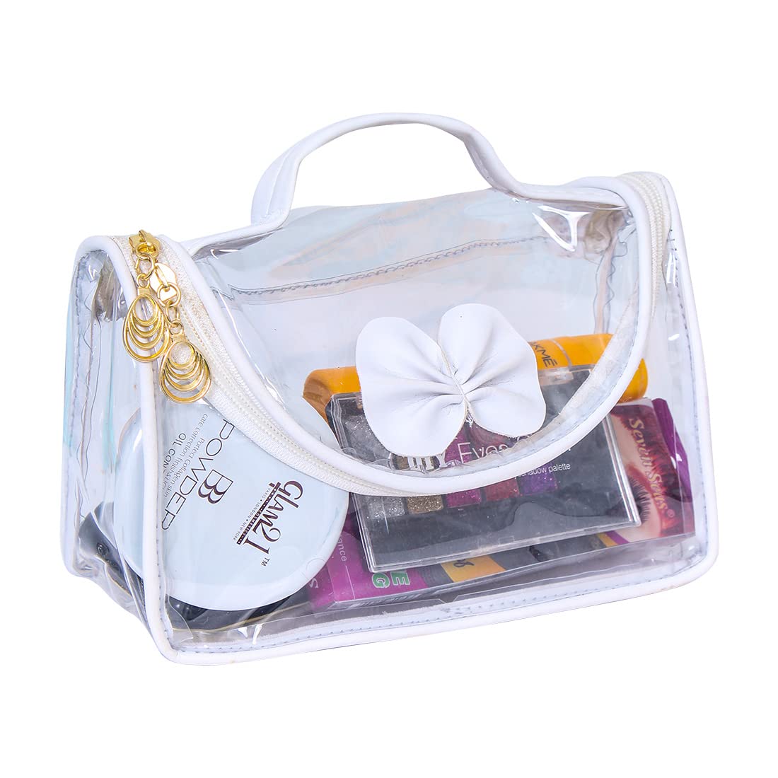 PrettyKrafts Clear Waterproof Toiletry Bag - Travel Cosmetic Organizer Case for Women & Men - Portable Makeup Storage Pouch (White Transparent) - Perfect for Air Travel, Gym, Camping & Daily Use