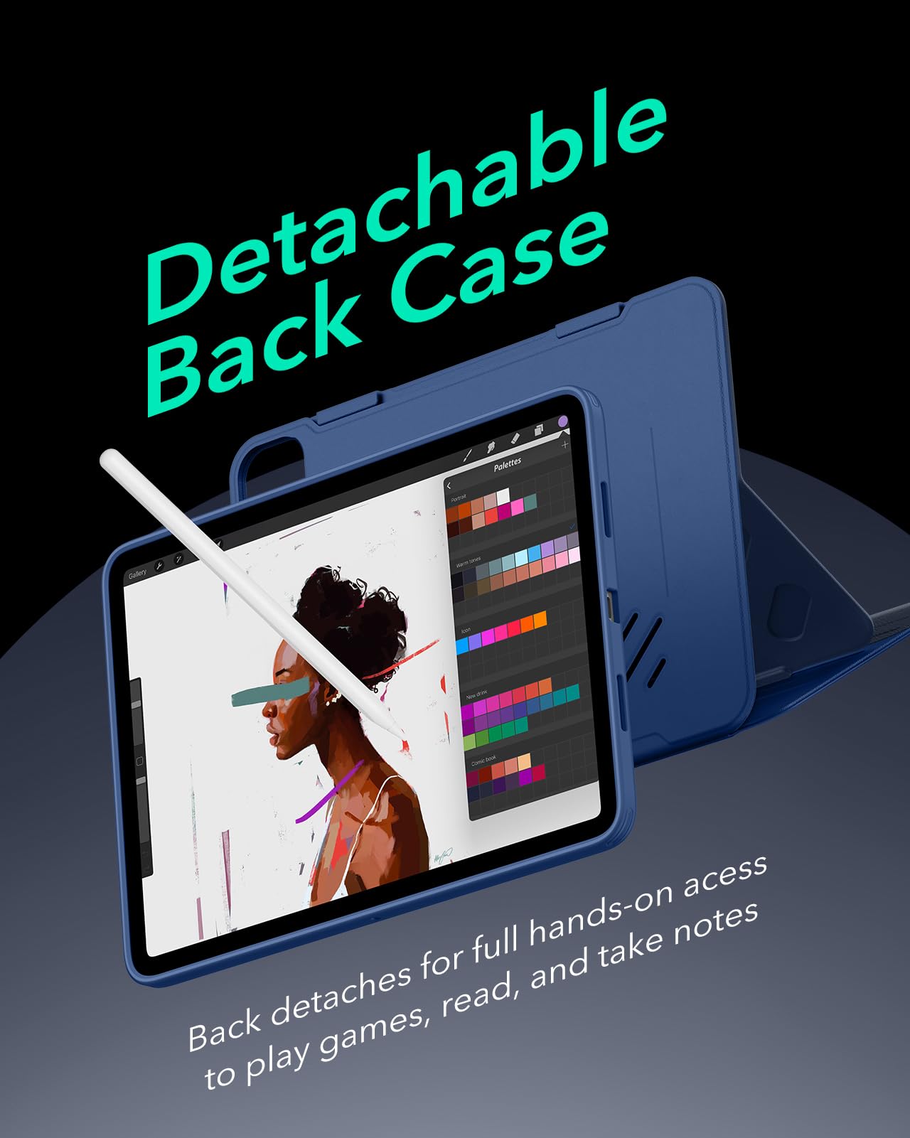 ESR for iPad Pro 13 Inch Case M4 (2024) - Magnetic Rotating Stand Cover with 9 Adjustable Angles, Navy Blue | Perfect for Work, Study & Entertainment | Compatible with iPad Pro 13