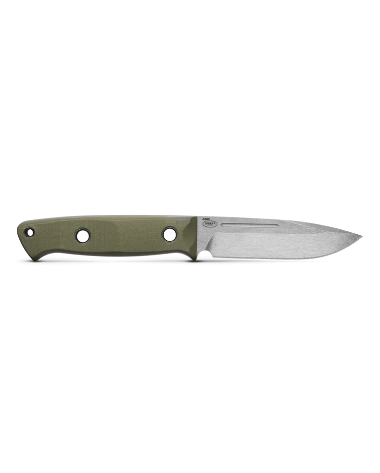Benchmade 163-1 Bushcrafter Fixed Blade Knife - CPM S30V Drop Point Stonewashed Blade with OD Green G10 Handles - Perfect for Camping, Hunting & Outdoor Survival