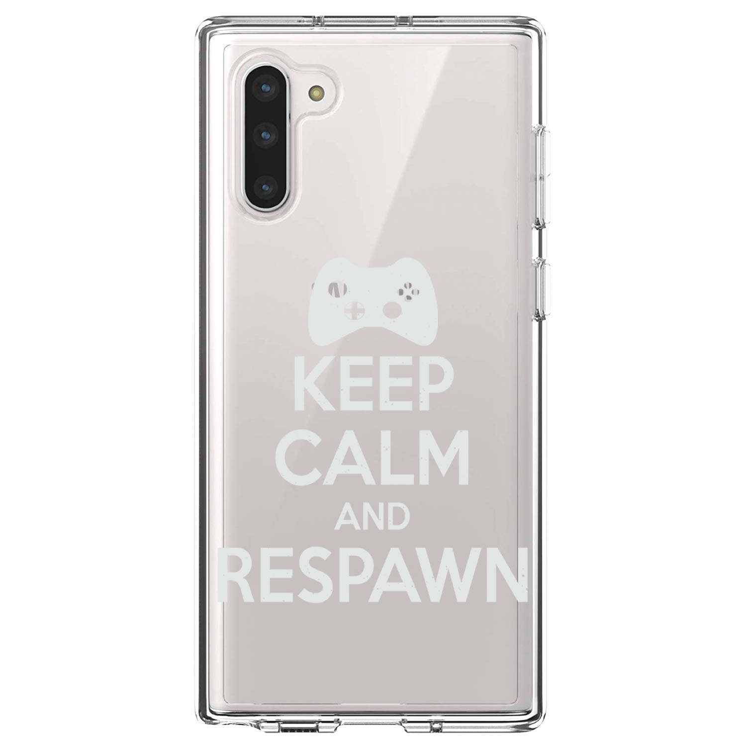 Shockproof Clear Hybrid Case for Samsung Galaxy Note 10 (6.3 Inch) - TPU Bumper & Acrylic Back with Tempered Glass Screen Protector - Gaming Design - Perfect for Protection During Work, Travel & Mobile Gaming