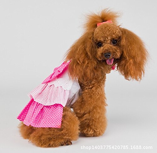 FuzzyGreen Adorable Big Bow Embellished Dog Dress for Puppies - Pink Layered Formal Pet Costume, Size M - Perfect for Parties, Weddings & Special Occasions