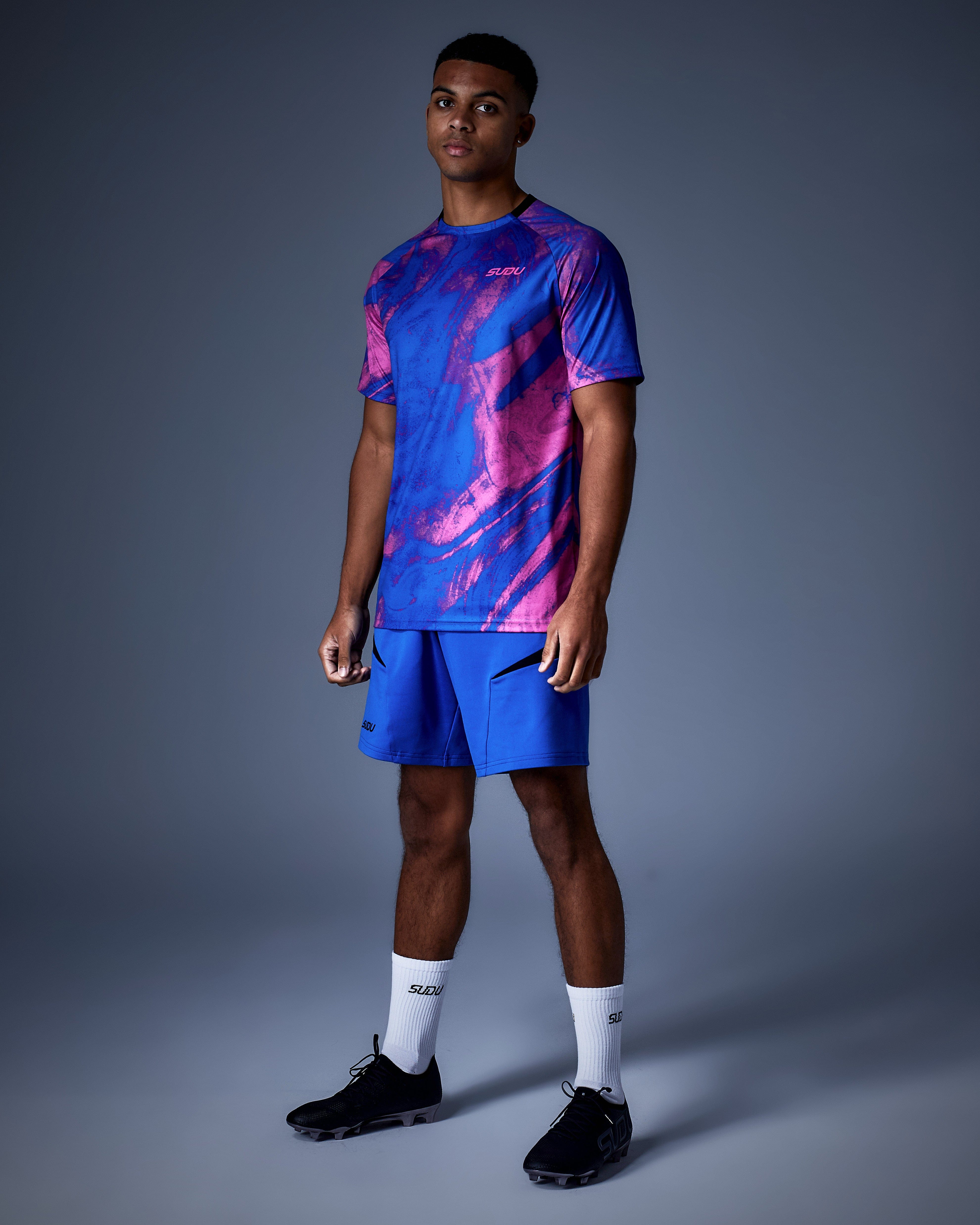 SPTP 01 Performance Training T-Shirt for Men & Women - Moisture Wicking Workout Shirt in Blue & Pink - Perfect for Gym, Running & Fitness Activities