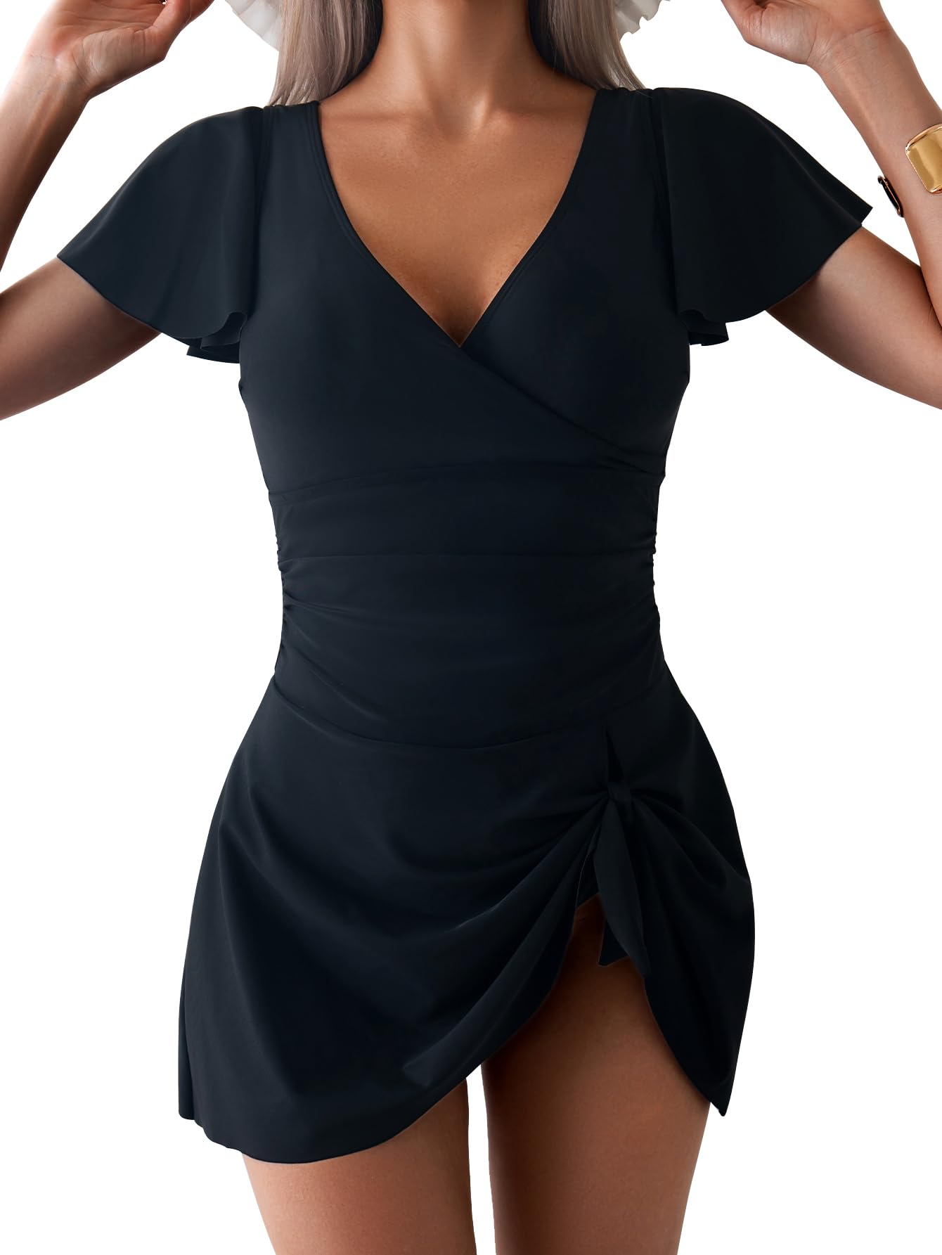 Women's Tummy Control Swimdress One Piece Swimsuits with Skirt & Ruffles - Flattering Bathing Suit for Beach, Pool & Vacation