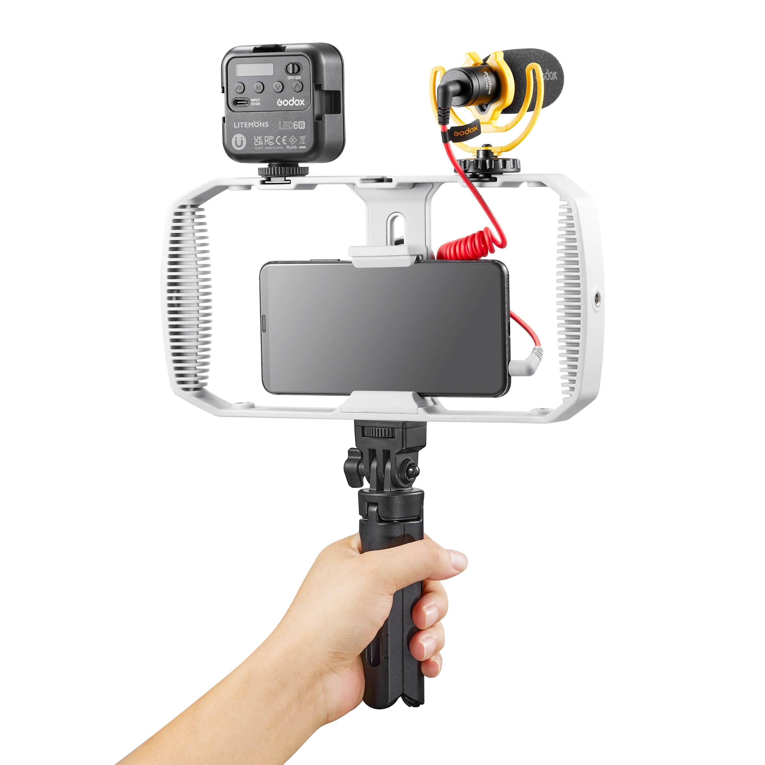 VK1 UC Vlogging Camera Kit for Smartphones - 4K HD Video Recording with Stabilizer, LED Light & Microphone - Perfect for YouTube, TikTok & Travel Vlogging