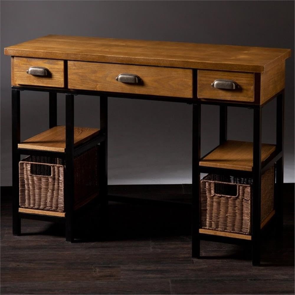 Southern Enterprises SEI Furniture Mirada Writing Desk in Weathered Gray and Matte Black - Modern Home Office Desk for Small Spaces, Study & Workstation Use
