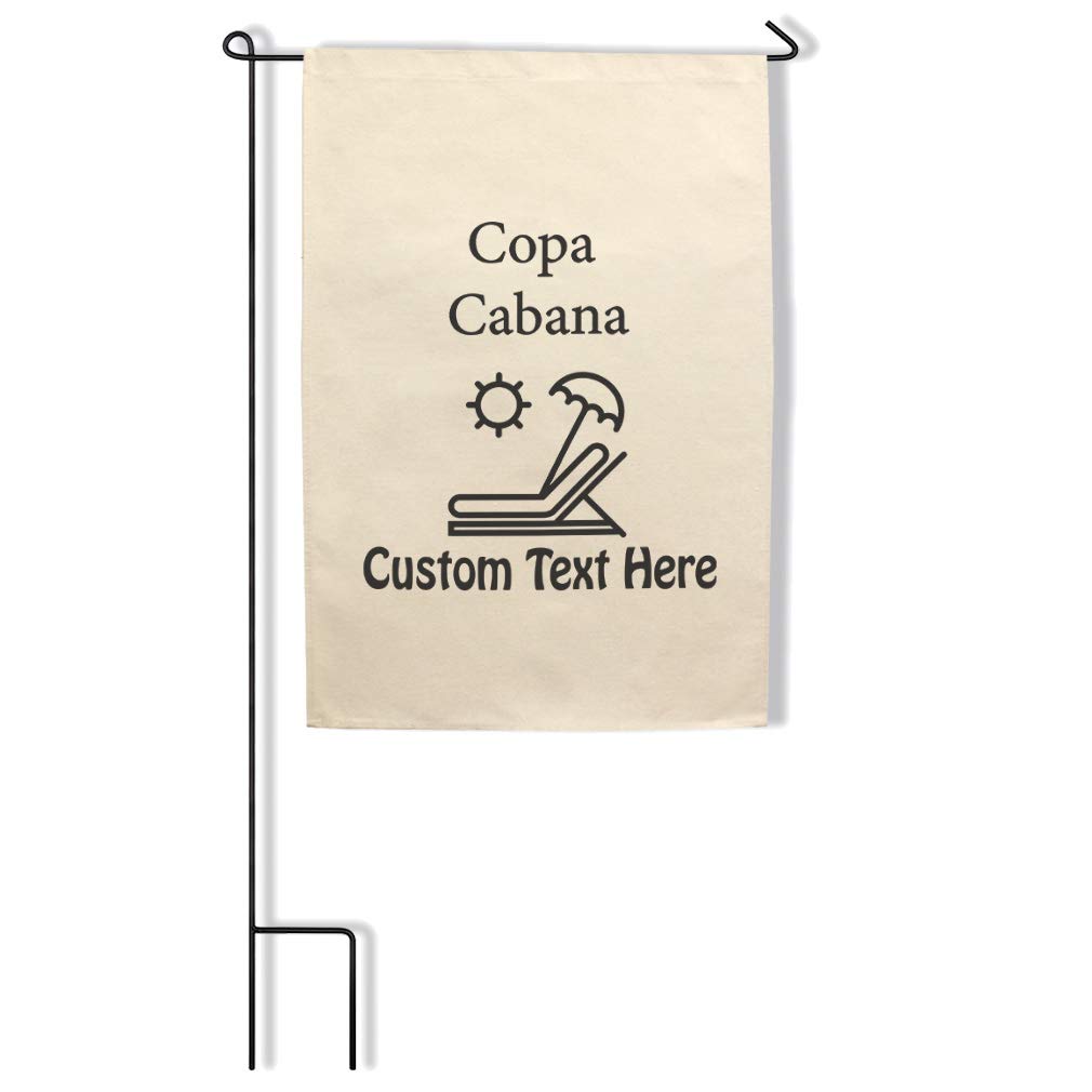 Stylish Copa Cabana Cotton Canvas Garden Flag for Outdoor & Patio Decor - Personalized Text - Perfect for Home, Yard, and Seasonal Celebrations