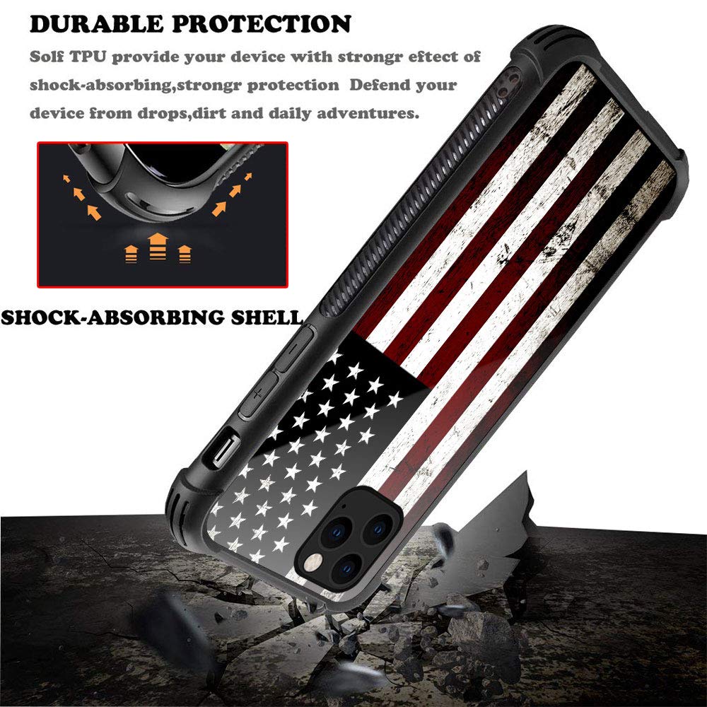 **American Flag iPhone 12 Mini Case – Black Grunge Design, Tempered Glass Back & Soft Silicone TPU Shockproof Cover – Perfect for Daily Use, Travel & Outdoor Protection**