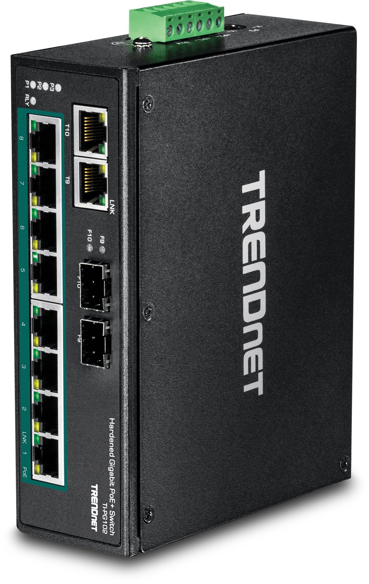 TRENDnet TI-PG102 10-Port Industrial Gigabit PoE+ Switch | 8 PoE+ Ports, 2 SFP Slots, 240W Power Budget | DIN-Rail Mount, VLAN, QoS, IP30 Rating | Perfect for Factory Automation & Surveillance Networks (Renewed)