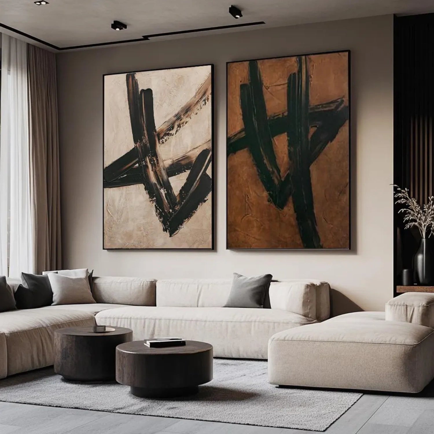 Abstract Tranquility Set of 2 Wall Art Paintings - Modern Canvas Prints for Living Room, Bedroom & Office Decor #WS302