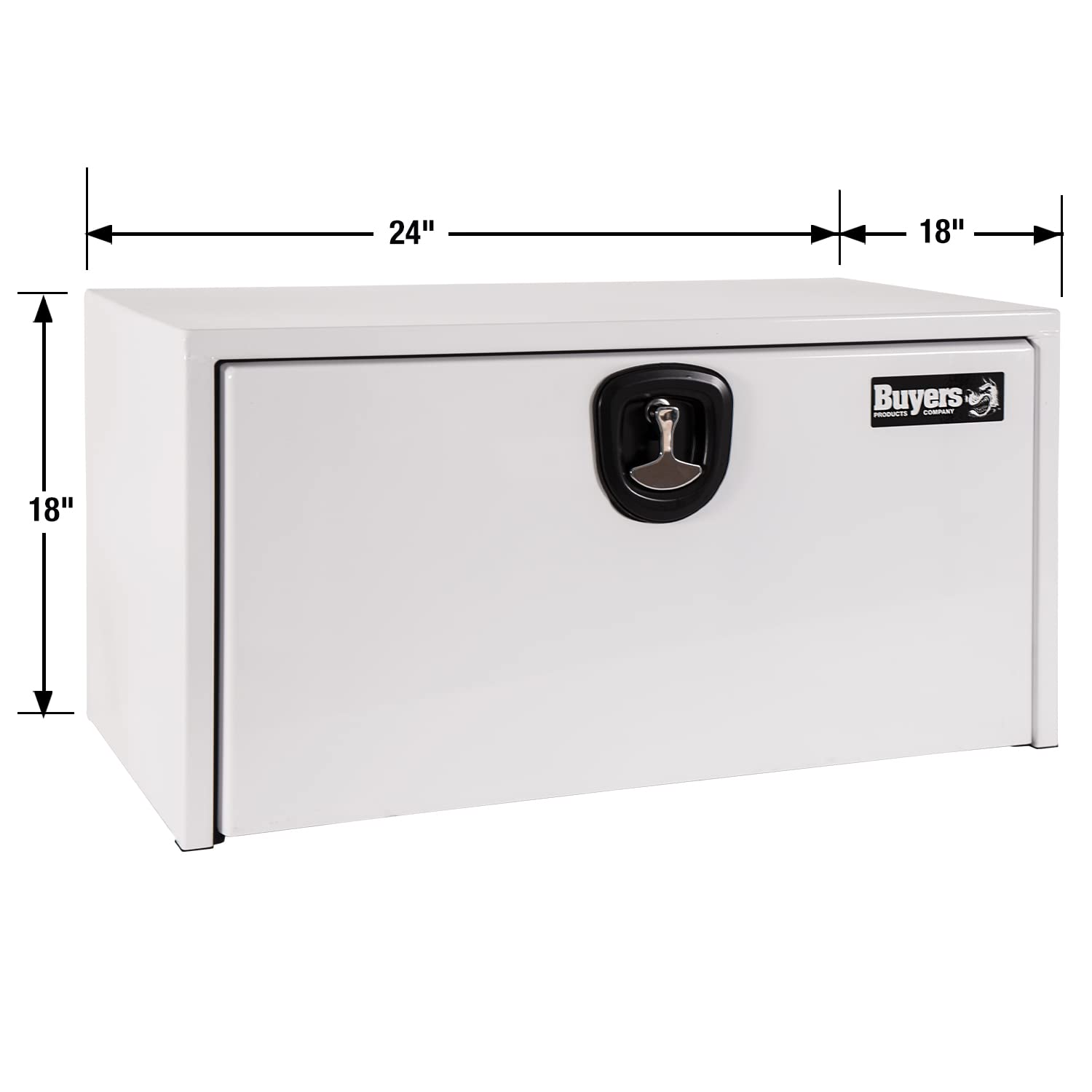 Buyers Products 1732400 White Steel Underbody Truck Tool Box - 18x18x24 Inch with 3-Point Compression Latch | Heavy-Duty Storage for Tools & Equipment | Made in USA | Perfect for Pickup Trucks & Work Vehicles