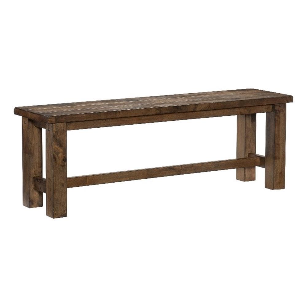 Lexicon Transitional Solid Wood Dining Room Bench in Burnished Brown - Rustic Farmhouse Style Seating for Kitchen, Dining Room, Entryway or Bedroom