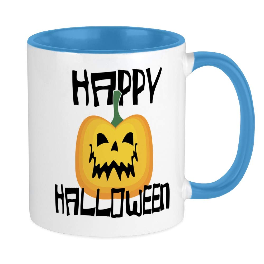 Happy Halloween Ceramic Coffee Mug 11 oz - Spooky Ghost & Pumpkin Design - Perfect for Coffee, Tea, Hot Chocolate - Great Gift for Halloween Party, Office, Home Decor