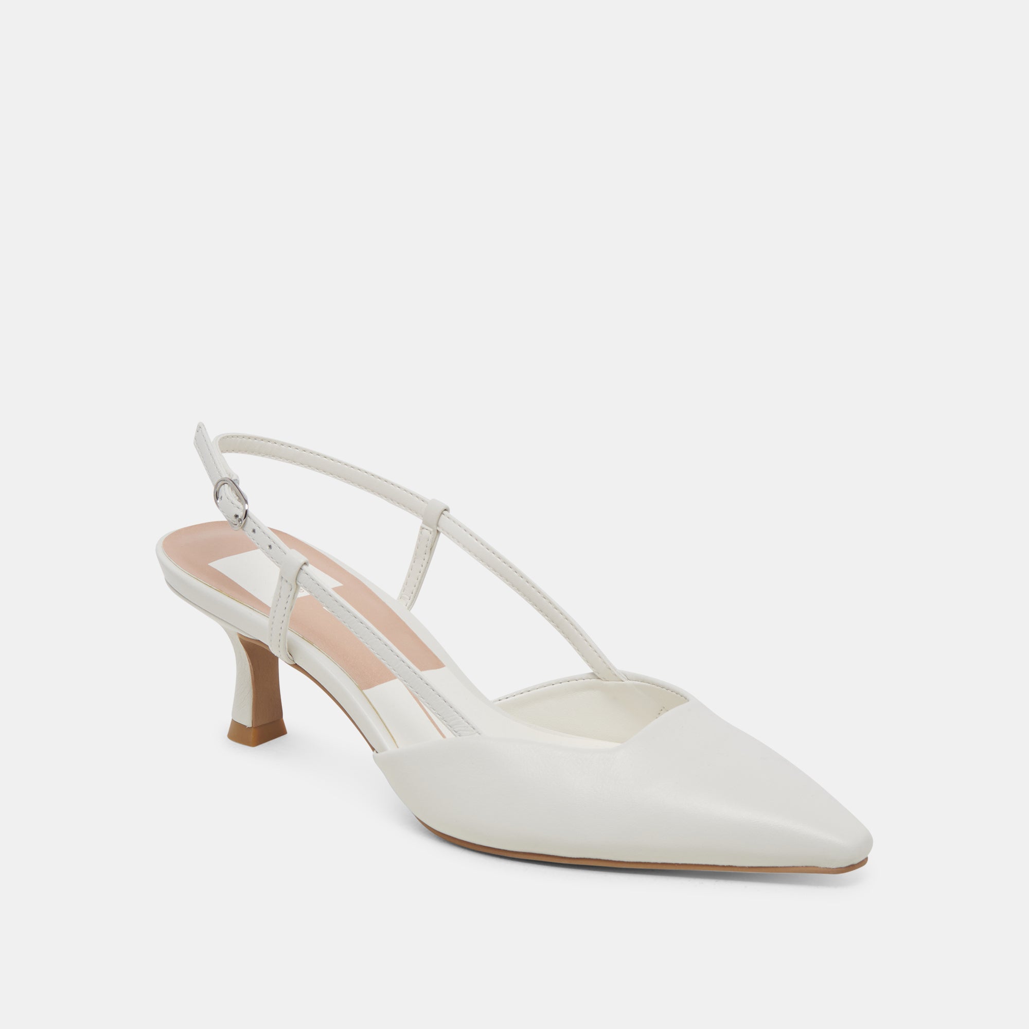 ODELA Women's White Leather Heels - Elegant High Heel Pumps for Office, Party & Wedding - Comfortable Dress Shoes for Women