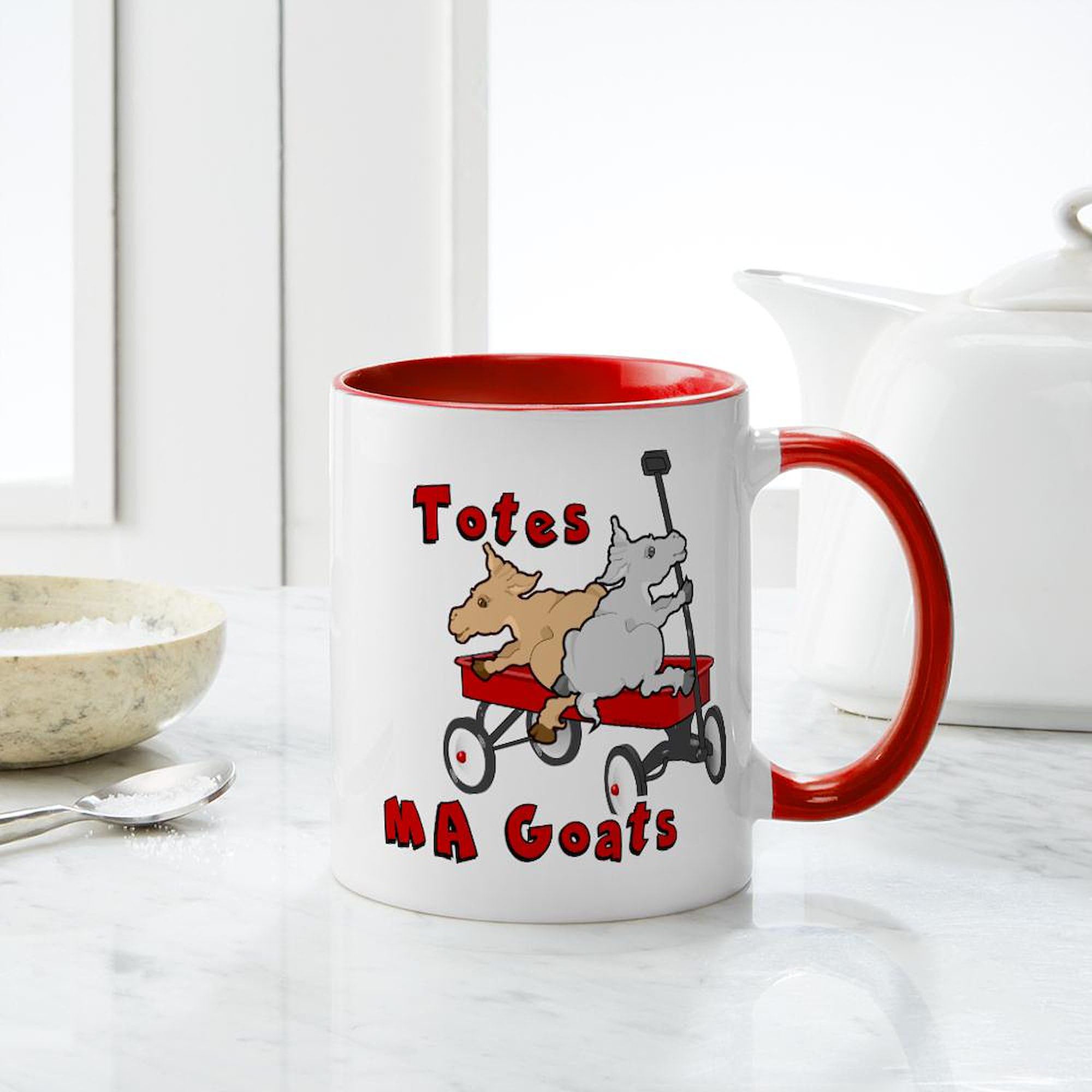**CafePress Totes Magoats Red Wagon Ceramic Coffee Mug - 11 oz (325 ml) - Funny & Unique Gift for Coffee Lovers - Perfect for Home, Office, or Camping**