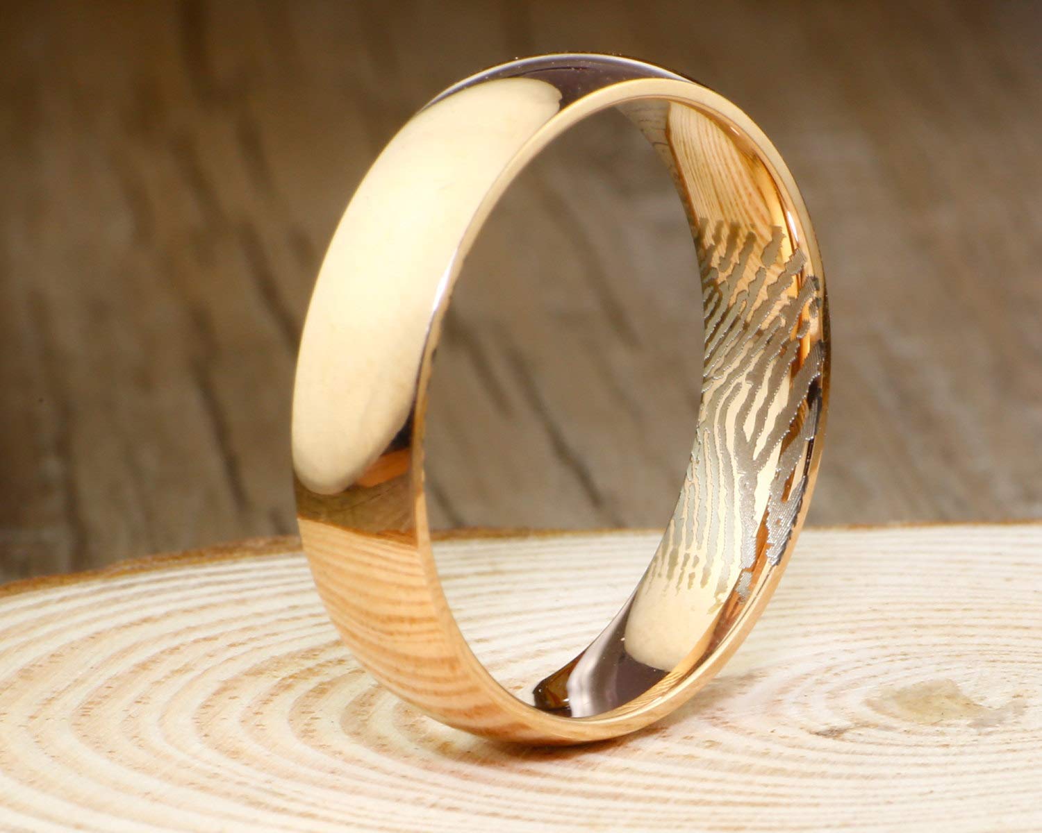 Personalized Rose Gold Titanium Fingerprint Wedding Rings - 6mm Wide Custom Thumbprint Rings for Couples - Perfect for Engagements, Anniversaries & Romantic Gifts