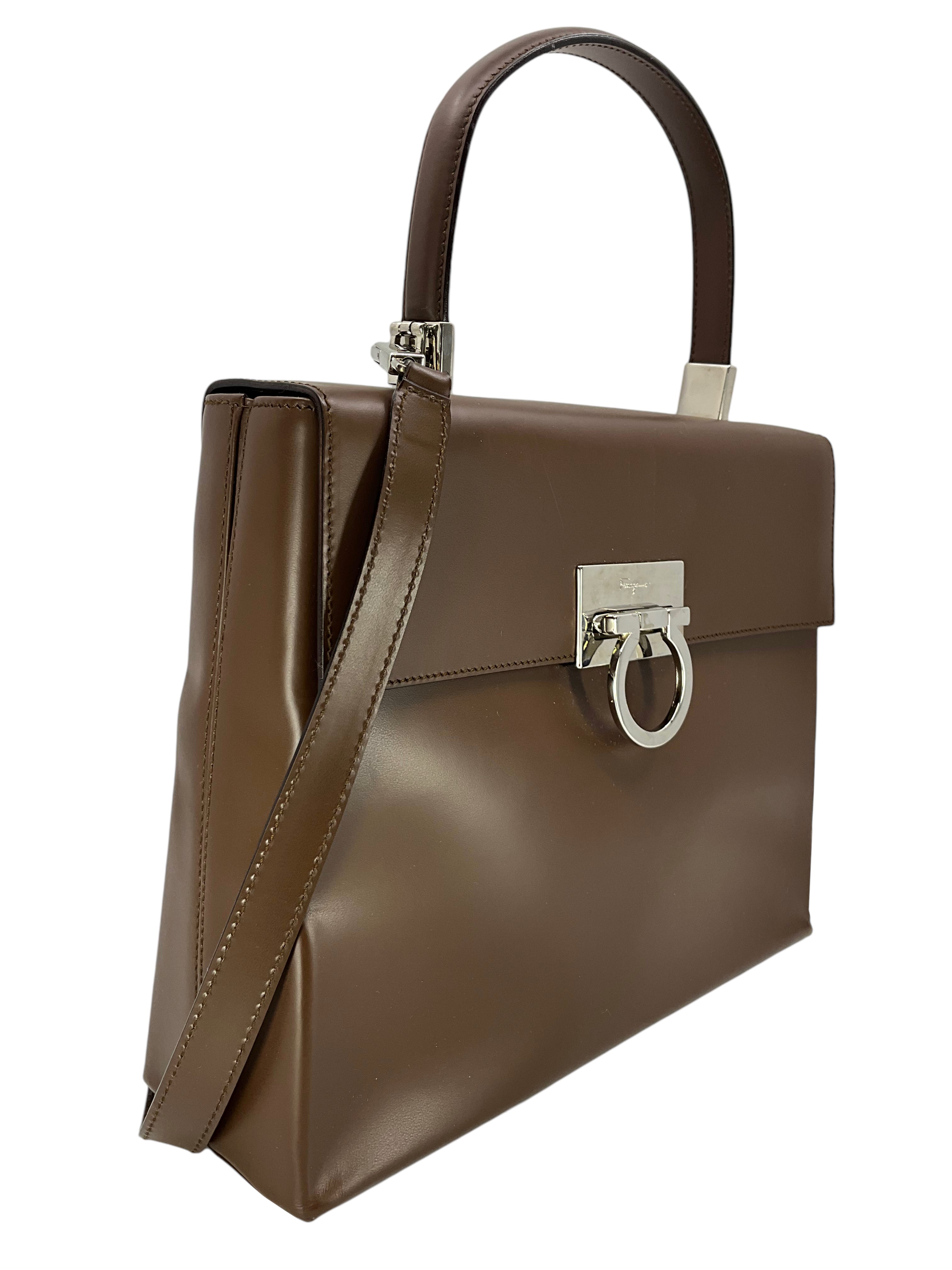 Salvatore Ferragamo Lady Gancini Kelly Bag - Luxury Leather Shoulder Handbag for Women | Perfect for Work, Evening Events & Travel Accessories