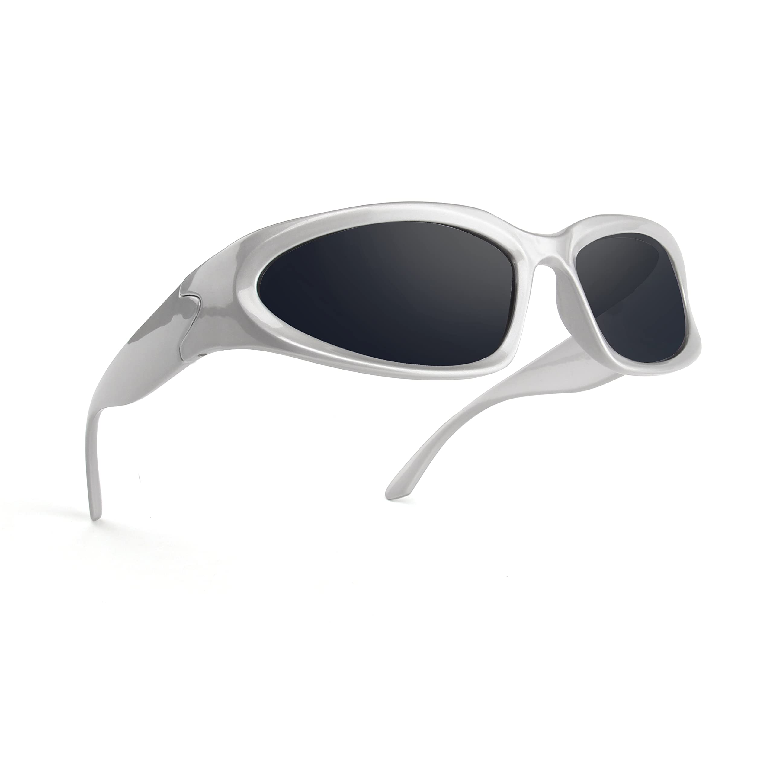 KENBO Y2K Sunglasses - Futuristic Wrap Around Sport Shades for Women & Men - Oval Frame Fashion Sunglasses for Running, Cycling & Outdoor Activities