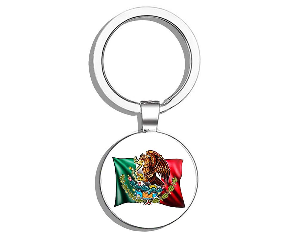 Double Sided Mexican Flag Stainless Steel Keychain - Durable Key Ring Holder with Carabiner Clip for Keys, Backpacks, Luggage - Perfect Gift for Travelers & Patriotic Enthusiasts