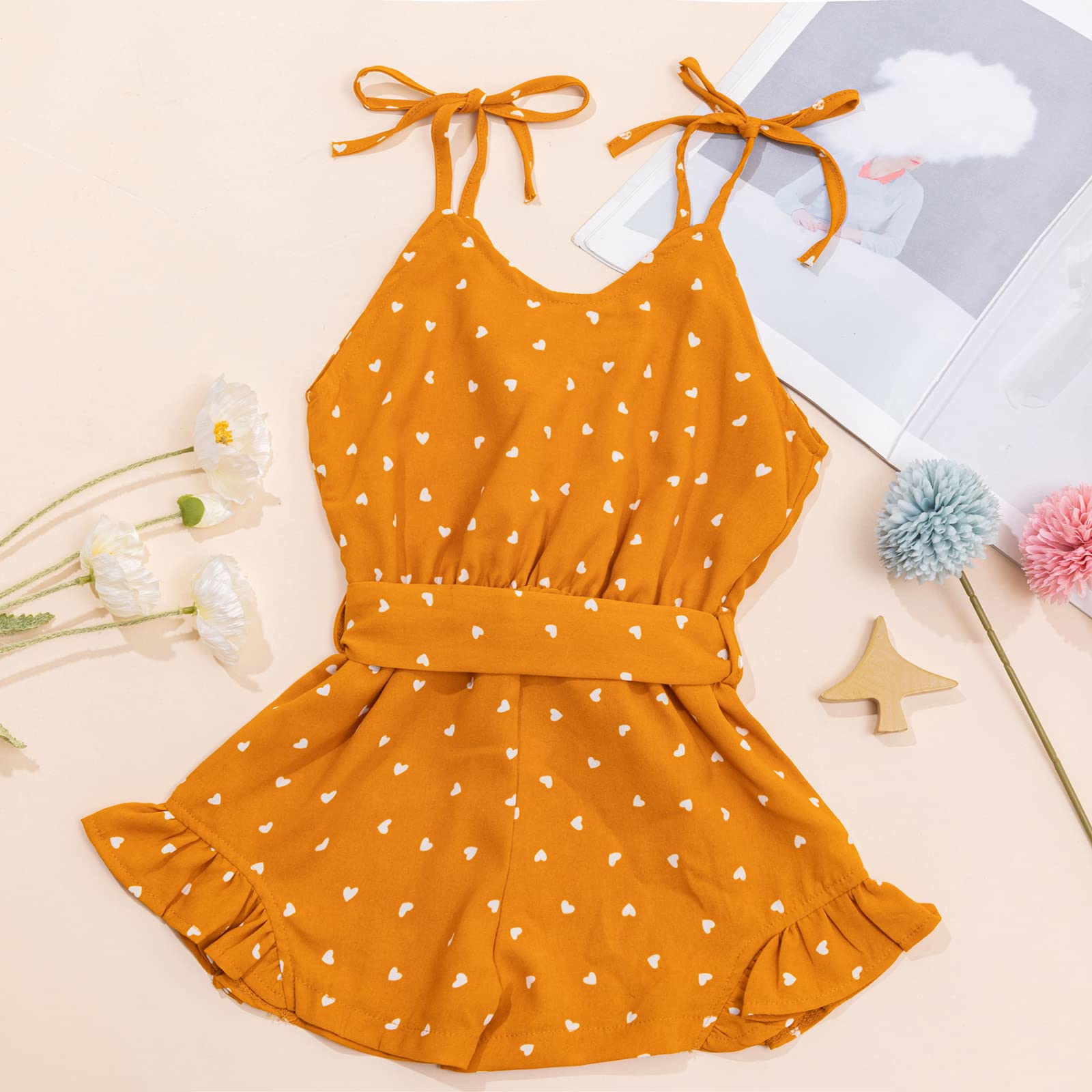 Toddler Girl Sleeveless Halter Romper Jumpsuit - Baby Strap One Piece Outfit for Summer Casual Wear | Perfect for Playdates, Beach Trips, and Outdoor Adventures