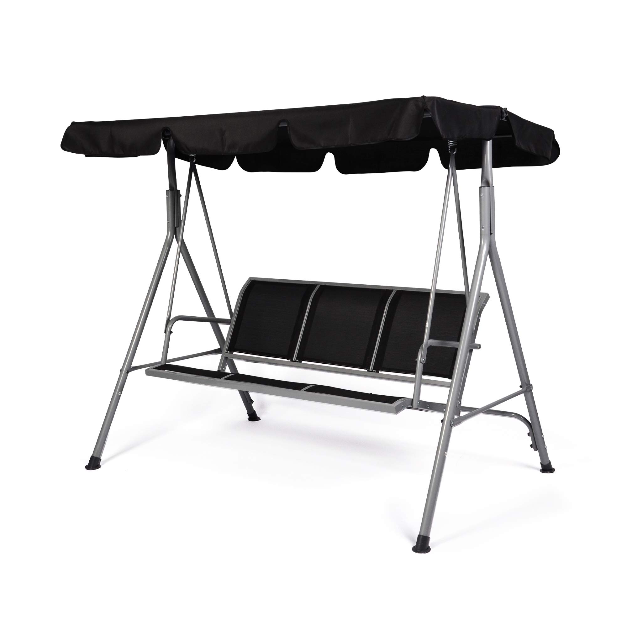 3-Person Outdoor Patio Swing with Cooling Mesh Seat & Adjustable Canopy - Steel Frame Swing Glider Bench for Garden, Deck, Backyard - Perfect for Relaxing, Lounging & Outdoor Entertaining