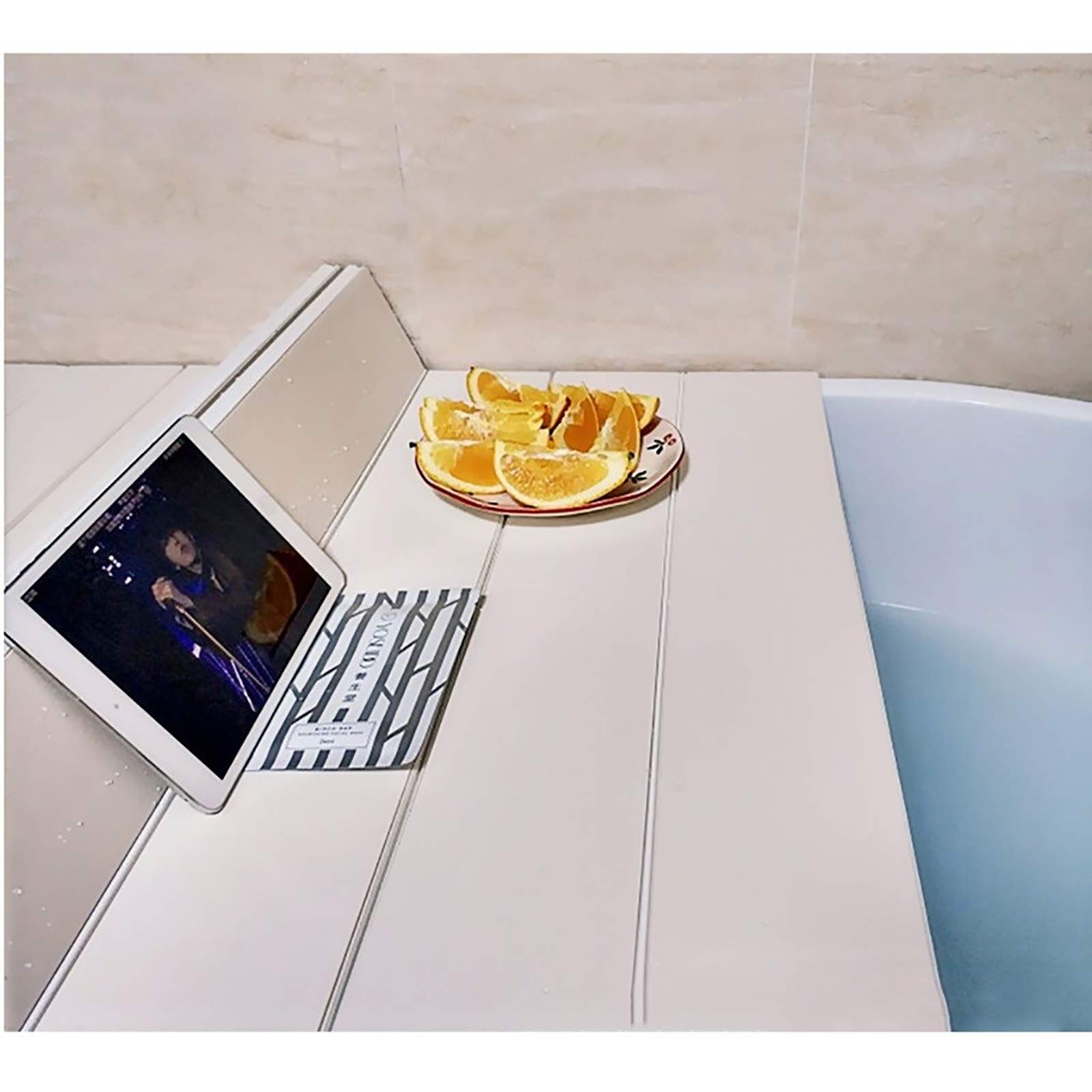 Premium White PVC Bathtub Tray & Cover - 142×70×0.6cm Foldable Dustproof Bath Lid, Insulation Board for Spa Relaxation | Perfect for Bathroom Organization & Bubble Bath Experience