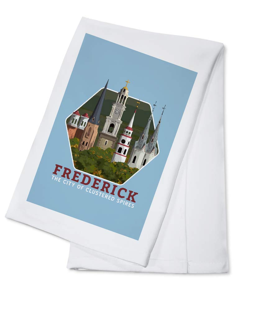 Frederick Maryland City of Clustered Spires Cotton Tea Towel - 100% Cotton Decorative Hand Towel for Kitchen & Home Decor - Perfect for Dish Drying, Gift Giving & Vintage Style Home Accents