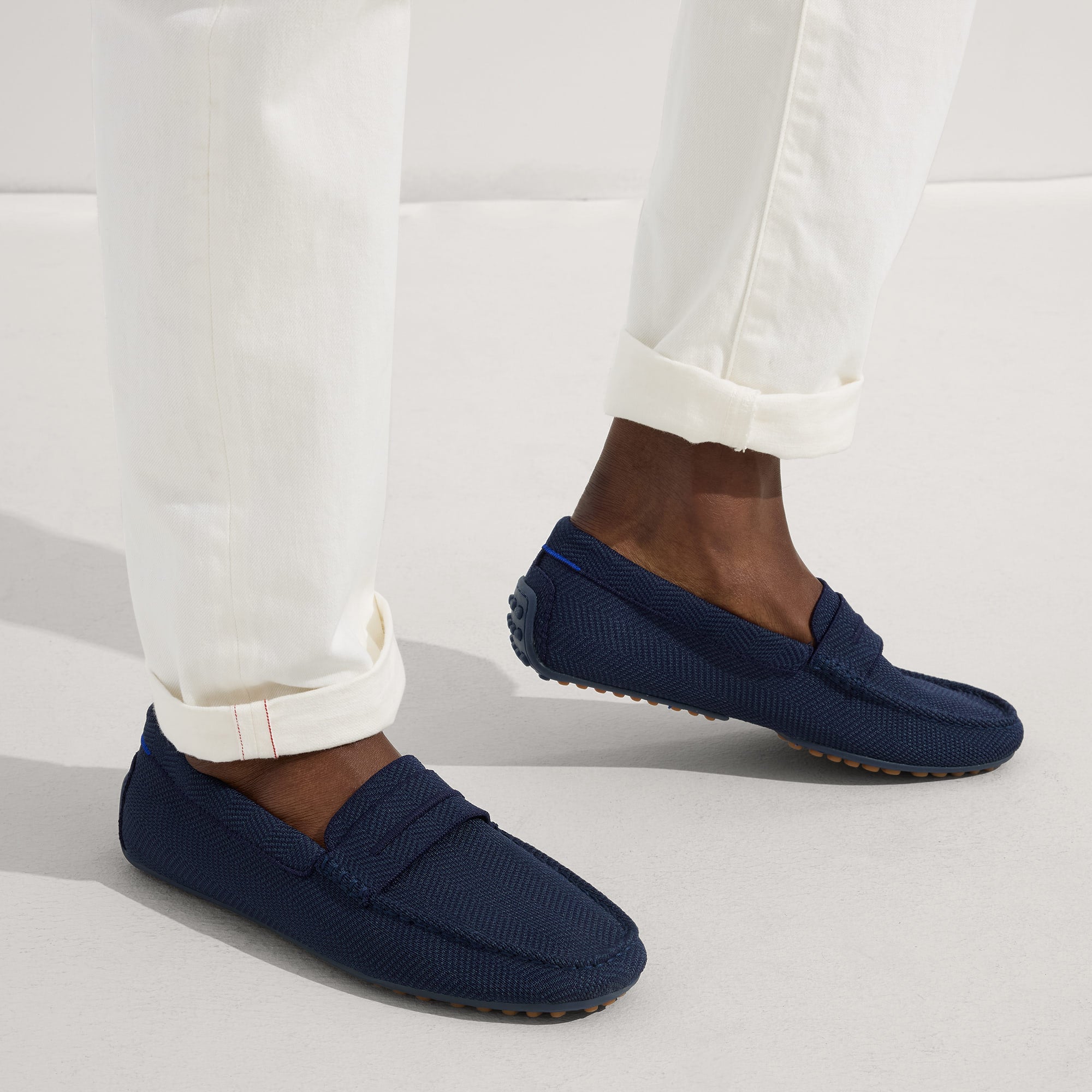 Men's Navy Herringbone Driving Loafers - Comfortable Slip-On Shoes for Casual & Business Wear | Perfect for Driving, Office & Everyday Use