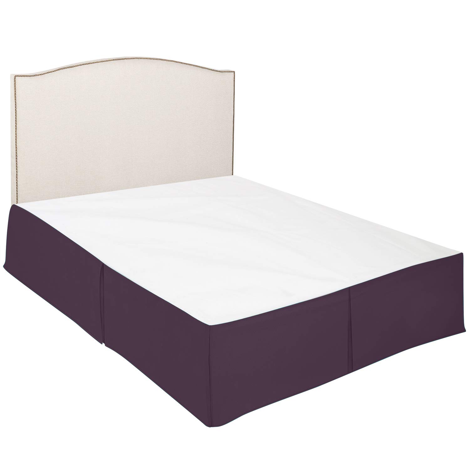 600 Thread Count 100% Pure Cotton Twin XL Split Corner Box Pleated Bed Skirt - 18 Inch Drop Length - Soft & Breathable Luxury Bedding - Perfect for Guest Rooms, Dorm Decor & Master Bedroom (Purple)