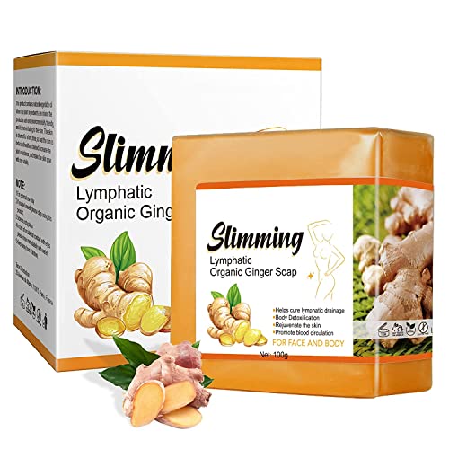 Organic Ginger Bar Soap - Detox & Slimming Ginger Soap for Lymphatic Drainage | Pure Natural Ginger Bath Soap for Swelling & Pain Relief | Suitable for All Skin Types | Perfect for Post-Workout Recovery & Spa Relaxation (1PC)