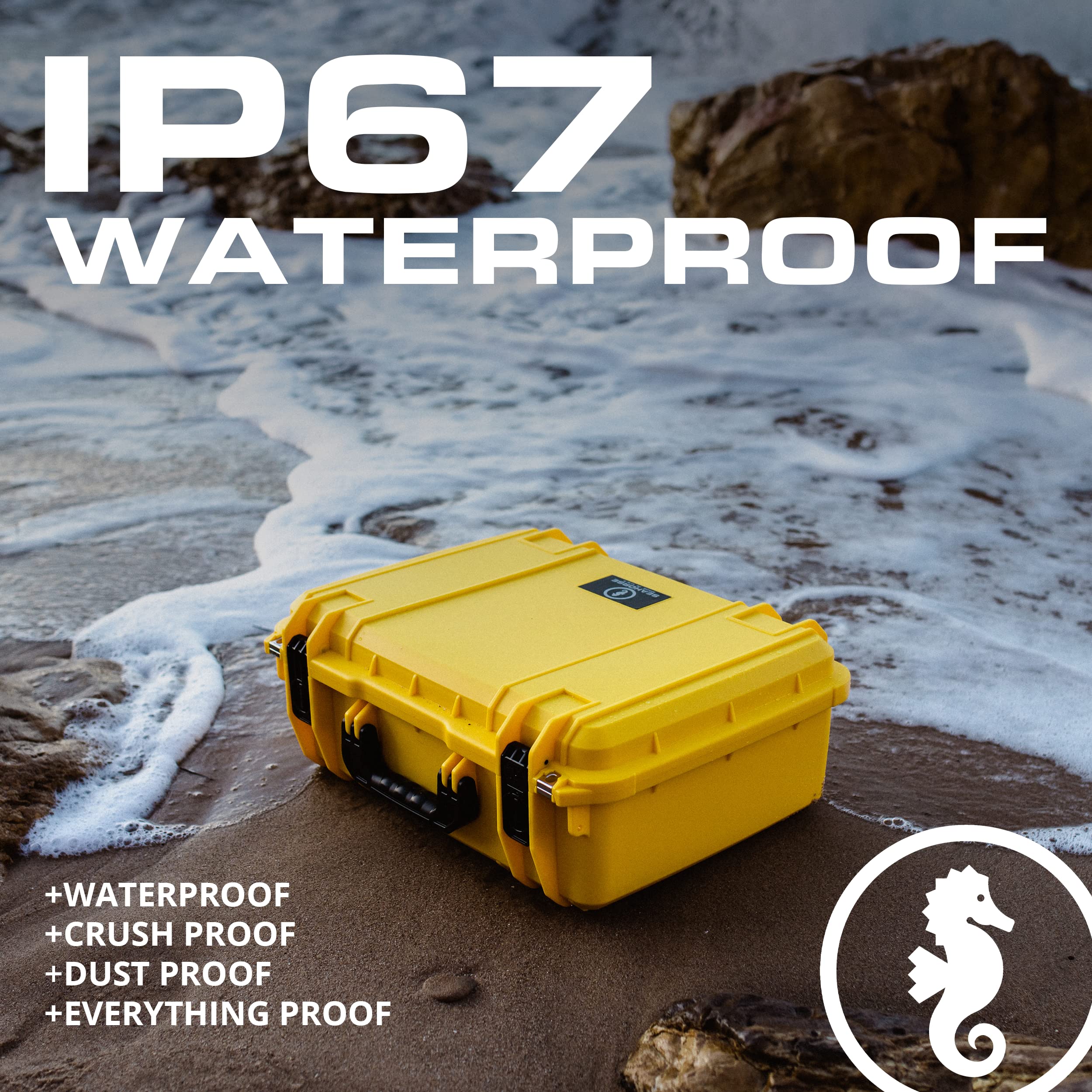 Seahorse 720 Heavy Duty Protective Dry Box Case - TSA Approved, Mil Spec, IP67 Waterproof, USA Made for Cameras, Firearms, Motorcycles, Laptops, Consoles, VR, Drones - Perfect for Outdoor Adventures, Travel, and Equipment Storage