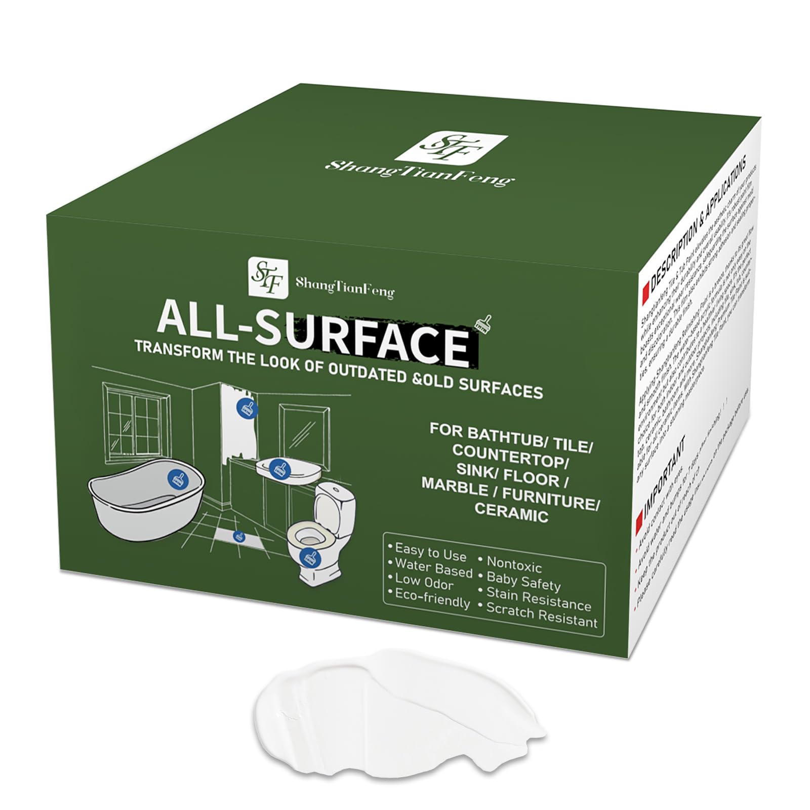 White Ceramic Tub and Tile Refinishing Kit - Waterproof Bathtub, Bathroom Wall, Countertop & Sink Paint Resurfacer (64oz Covers 100-120 sq.ft) - Low Odor, Easy to Use for Kitchen & Bathroom Renovation