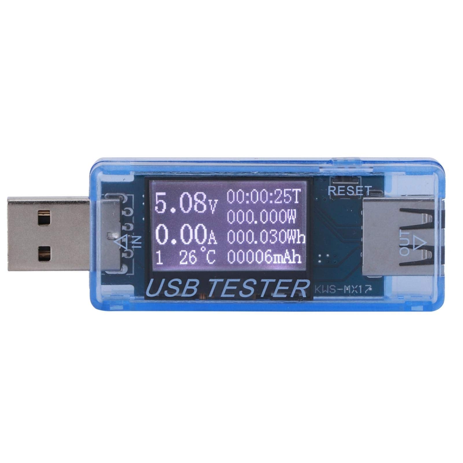 8-in-1 USB Tester with LCD Display - Digital Current Voltmeter for 0-5A Measurement - Durable Industrial & Electronic Equipment Testing Tool (Blue) - Perfect for Computer Repair, Car Diagnostics & Power Supply Testing