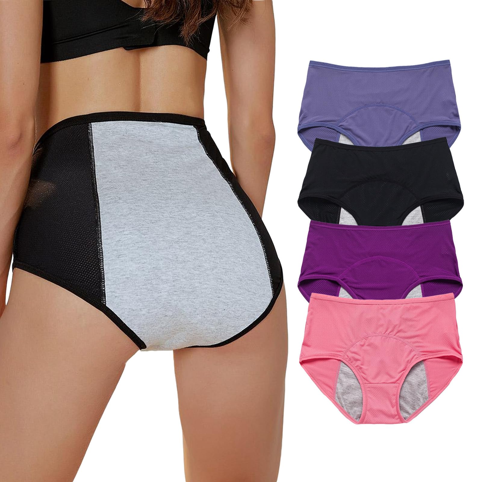 Women's Incontinence Underwear - 4PCS Leak Proof Absorbent Underwear (Size 3XL) for Nighttime Protection & Active Lifestyle