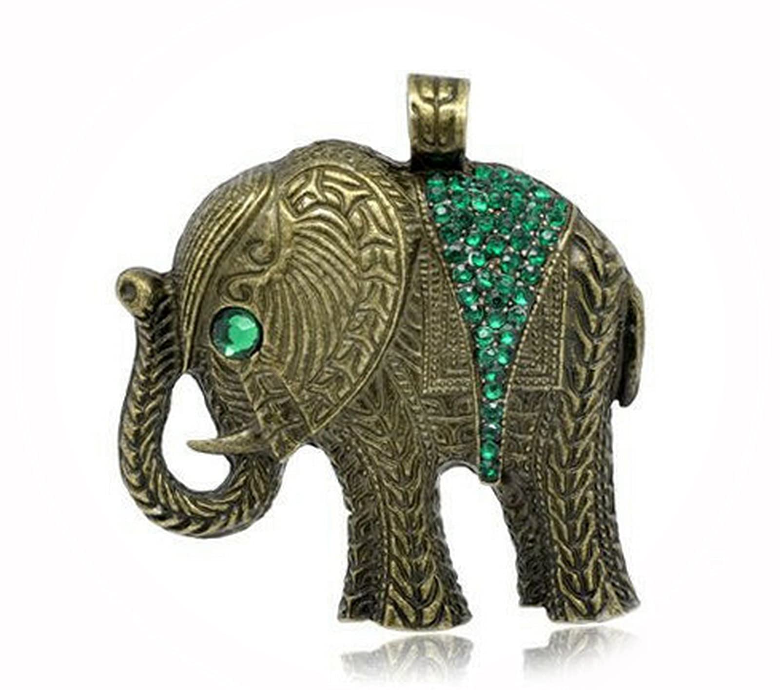 Green Rhinestone Elephant Charm Pendant for Necklace - Elegant Jewelry Gift for Women (SE2141SP) | Perfect for Birthdays, Anniversaries & Everyday Wear