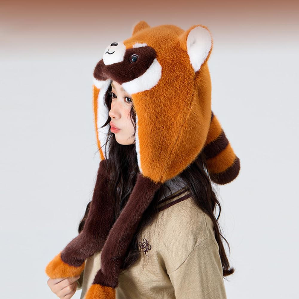 Adorable Winter Animal Hat with Moving Ears - Cute Cartoon Plush Beanie for Women & Girls | Warm Funny Earmuff Hat for Outdoor Activities, Christmas Gifts & Cosplay