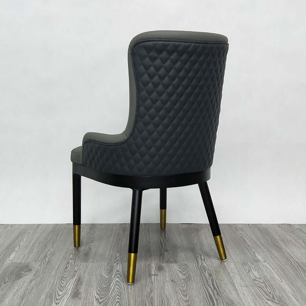 Modern Faux Leather Gray Dining Chairs with Metal Legs - Set of 2 - Perfect for Kitchen, Dining Room & Home Office - Comfortable & Stylish Seating Solution