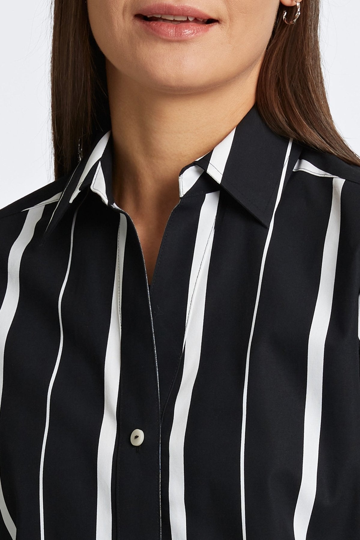 Paityn Black & White Striped 3/4 Sleeve Blouse - Stylish Casual Top for Women, Perfect for Office Wear & Weekend Outings