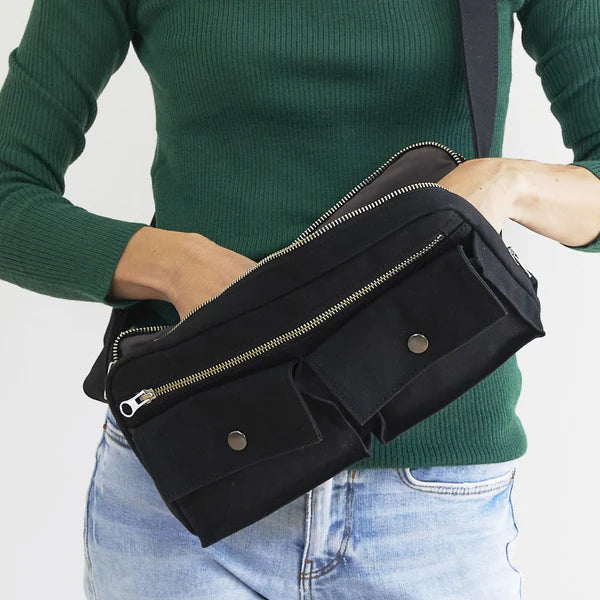 Kurashiki Hampu Canvas Shoulder Bag - Japanese Style Durable Cotton Tote for Women & Men | Perfect for Travel, Work, and Everyday Use