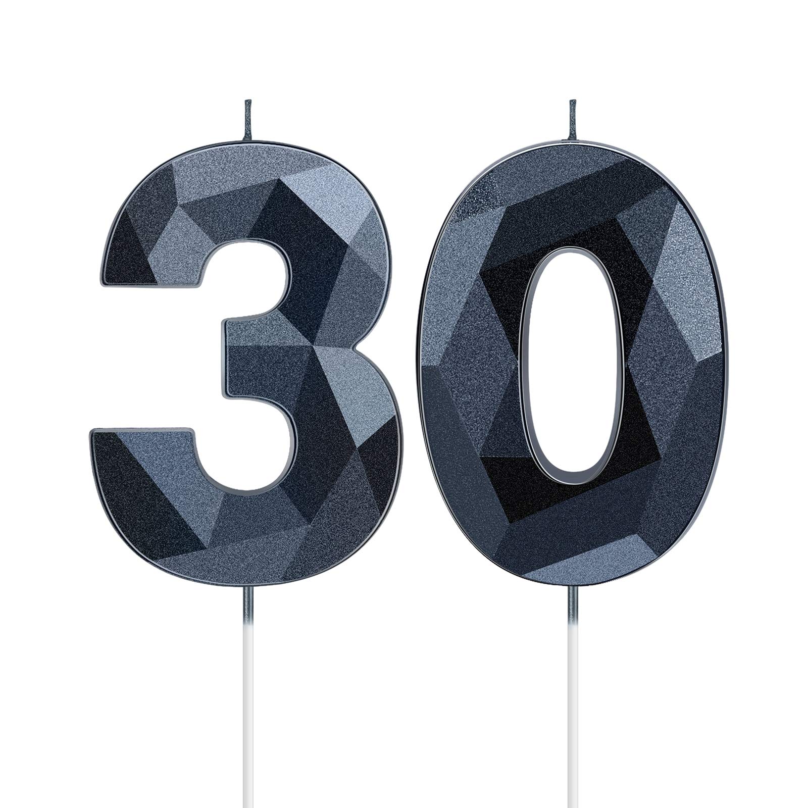 Nuanchu 2-Pack Number 30 Candles for Cake Decorating - 30th Birthday Party Supplies, Anniversary & Theme Party Cake Toppers - Perfect for Birthday Celebrations, Wedding Anniversaries, and Special Occasions