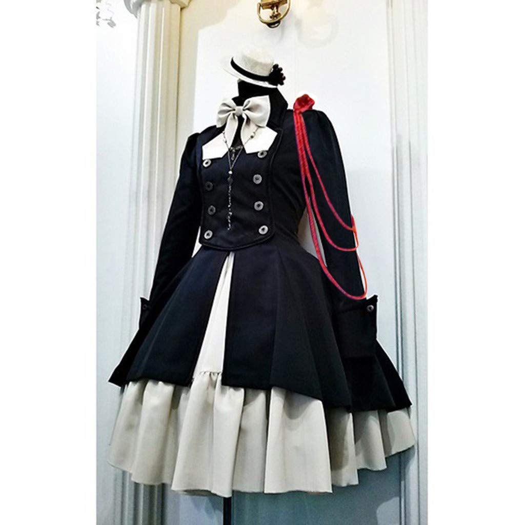 Gothic Lolita Dress for Women - Vintage Bow & Ruffle Steampunk Costume with Long Sleeves | Renaissance Cosplay Outfit for Halloween, Anime Conventions & Themed Parties