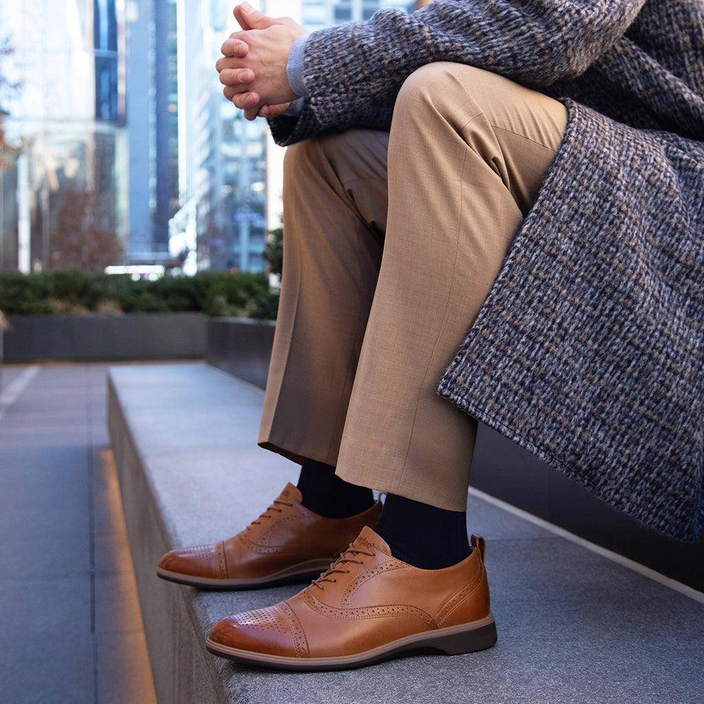 Premium Cap Toe Oxford Dress Shoes for Men - Honey Brown Leather - Perfect for Business, Weddings & Formal Events