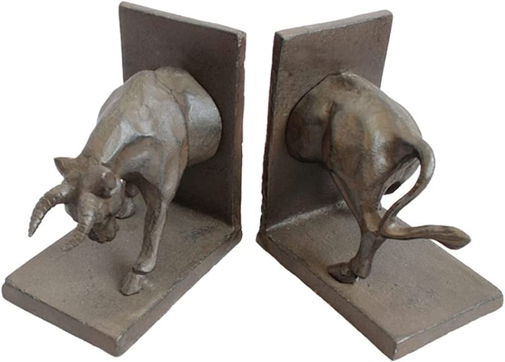 Unique Modern Iron Art Bullfighting Bookends - Heavy Duty Anti-Skid Book Stoppers for Office, Living Room & Meeting Room Decor - Perfect for Bookshelves, Home & Office Organization