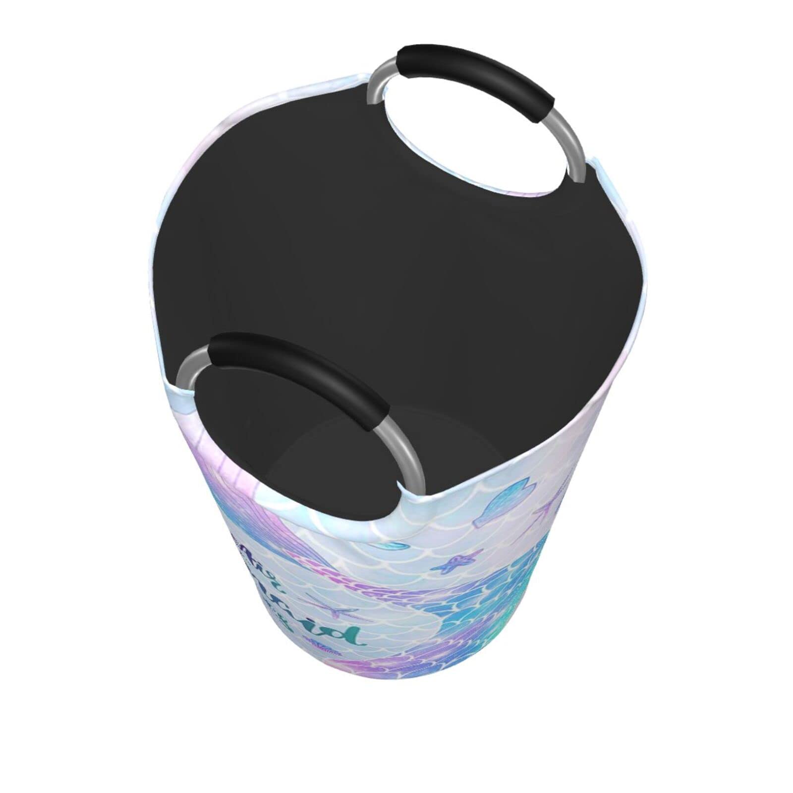Collapsible Laundry Basket with Mermaid Tail Design - Durable Clothes Hamper for Dirty Laundry Storage - Glittery Purple & Pink Galaxy Pattern - Perfect for Bedroom, Bathroom, and Dorm Organization
