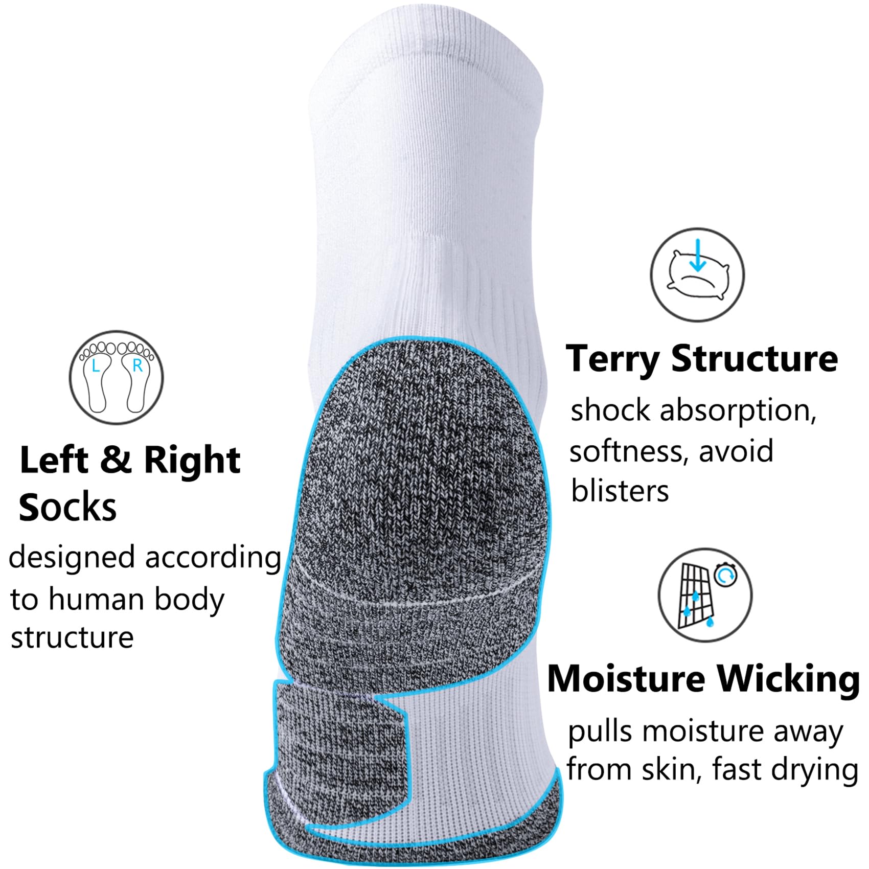CWVLC Compression Athletic Quarter Socks for Men & Women - Breathable Cushioned Support Socks for Running, Hiking & Sports Performance